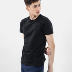 Pure black cotton men T-shirt