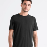 Pure black cotton men T-shirt